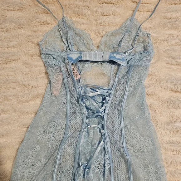 Victoria's Secret Blue Lace Garter Slip XS - Picture 7 of 7